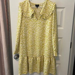 Who What Wear Leopard Chartreuse Dress